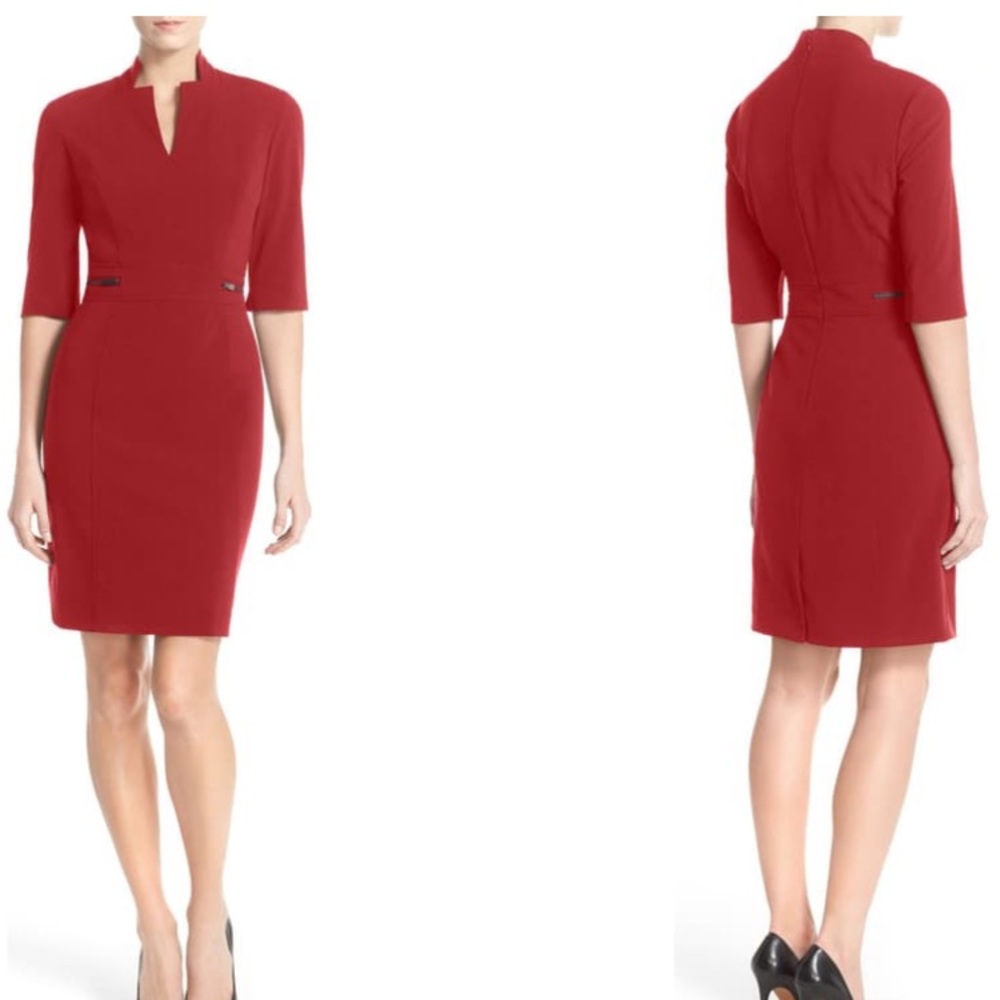 Tahari red knit dress